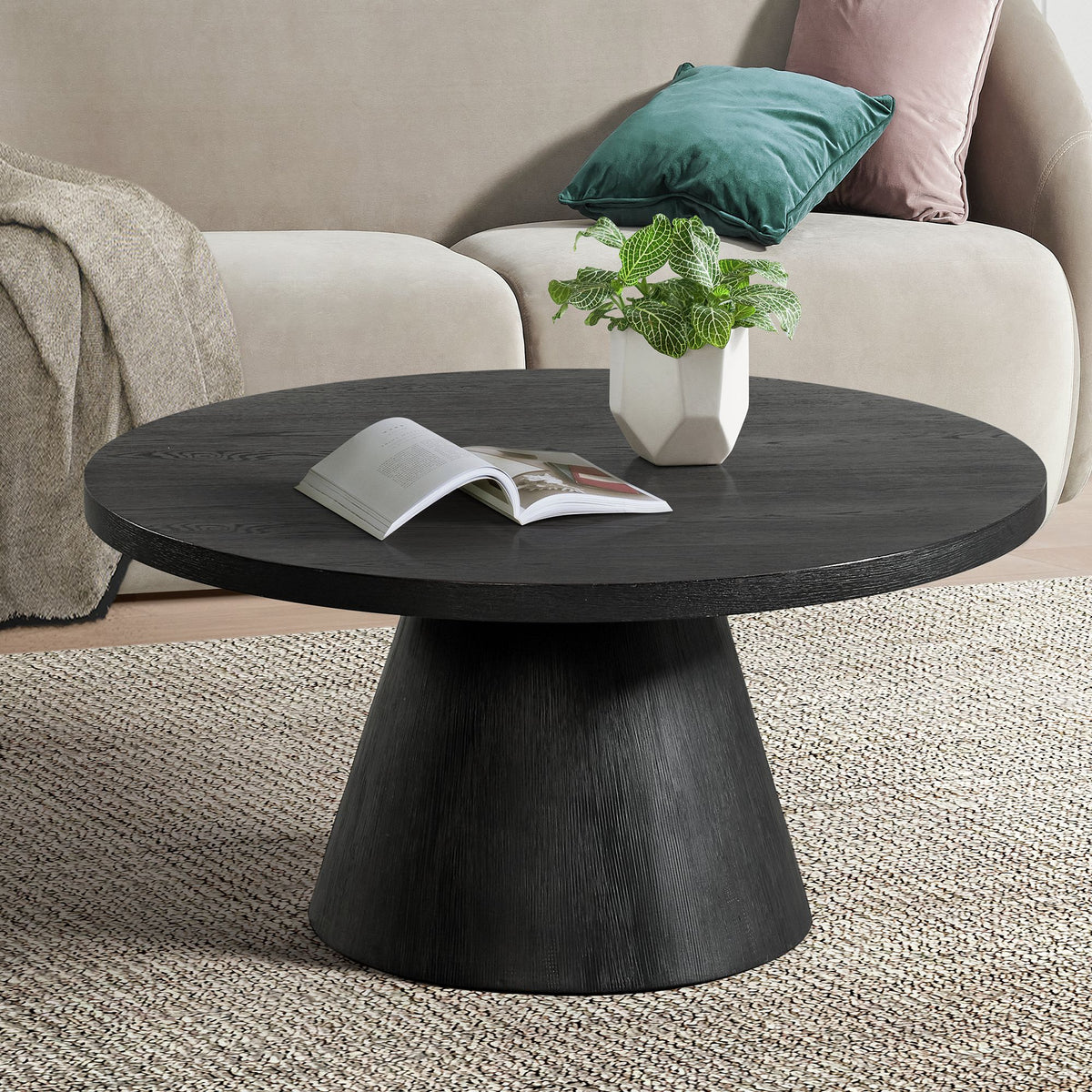 Portland Round Coffee Table in Black - Jack’s Furniture and More (Laredo, TX)