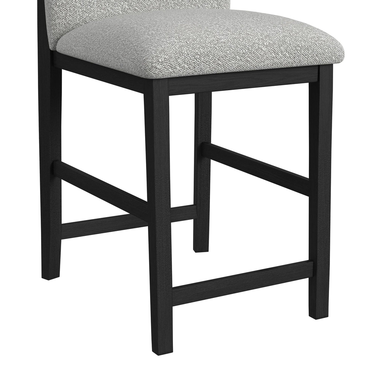 Portland Round Back Barstool with Grey Fabric in Black (2 Per Carton) - Jack’s Furniture and More (Laredo, TX)