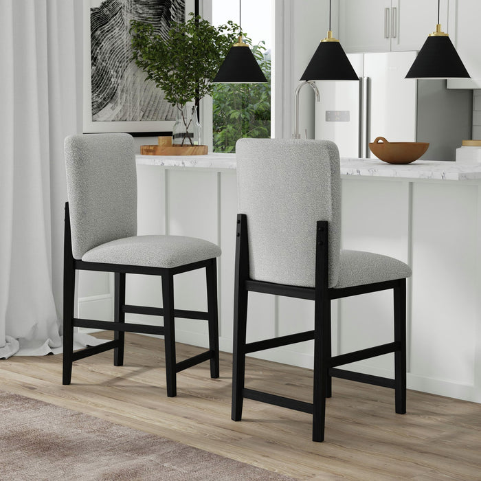 Portland Square Back Barstool with Grey Fabric in Black (2 Per Carton) - Jack’s Furniture and More (Laredo, TX)