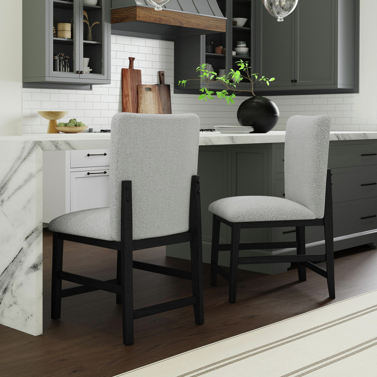 Portland Square Back Counter Stool with Grey Fabric in Black (2 Per Carton) - Jack’s Furniture and More (Laredo, TX)