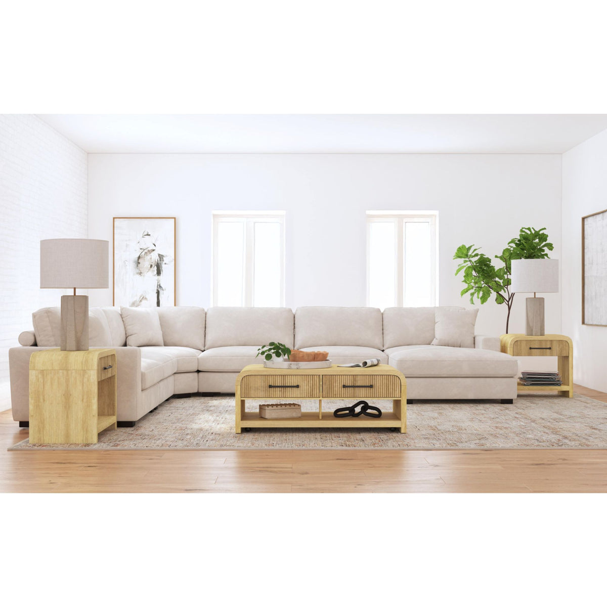 Ridgemont Coffee Table with Casters/Push Through Drawer in Natural - Jack’s Furniture and More (Laredo, TX)