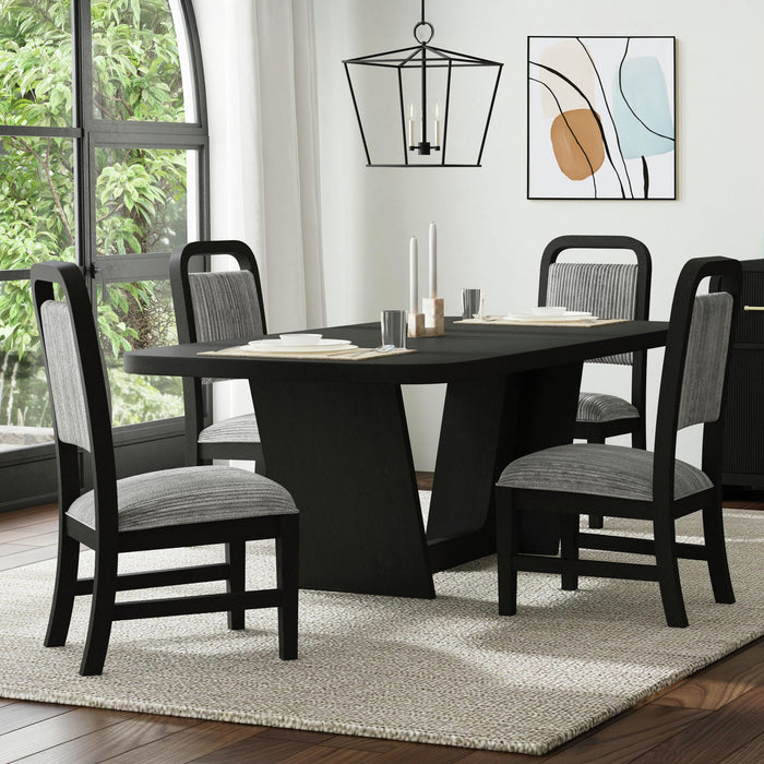 Ridgemont Standard Height Dining Set in Black with Grain-Table and Four Grey Fabric Chairs - Jack’s Furniture and More (Laredo, TX)