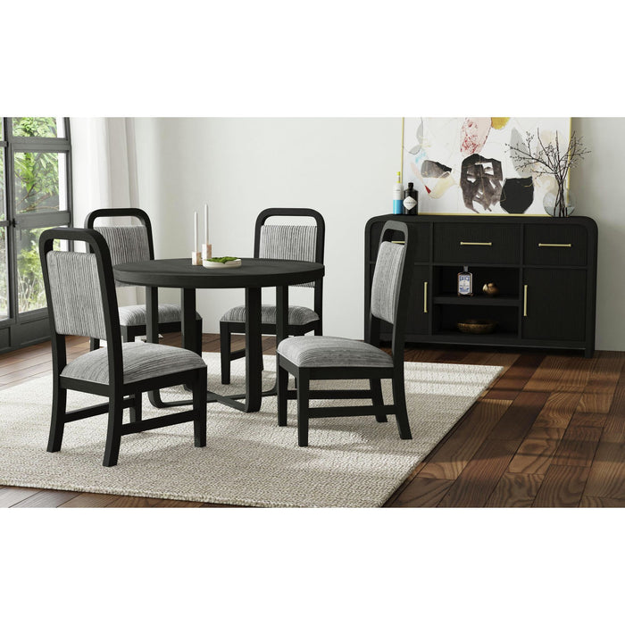 Ridgemont Standard Height Dining Set in Black with Grain-Table and Four Grey Fabric Chairs - Jack’s Furniture and More (Laredo, TX)