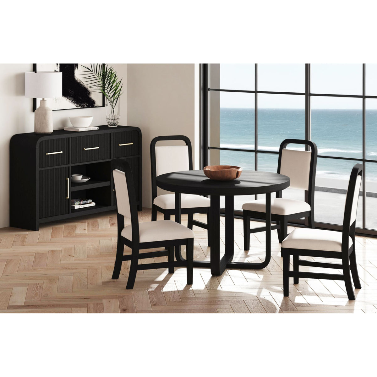 Ridgemont Round Dining Table in Black with Grain - Jack’s Furniture and More (Laredo, TX)
