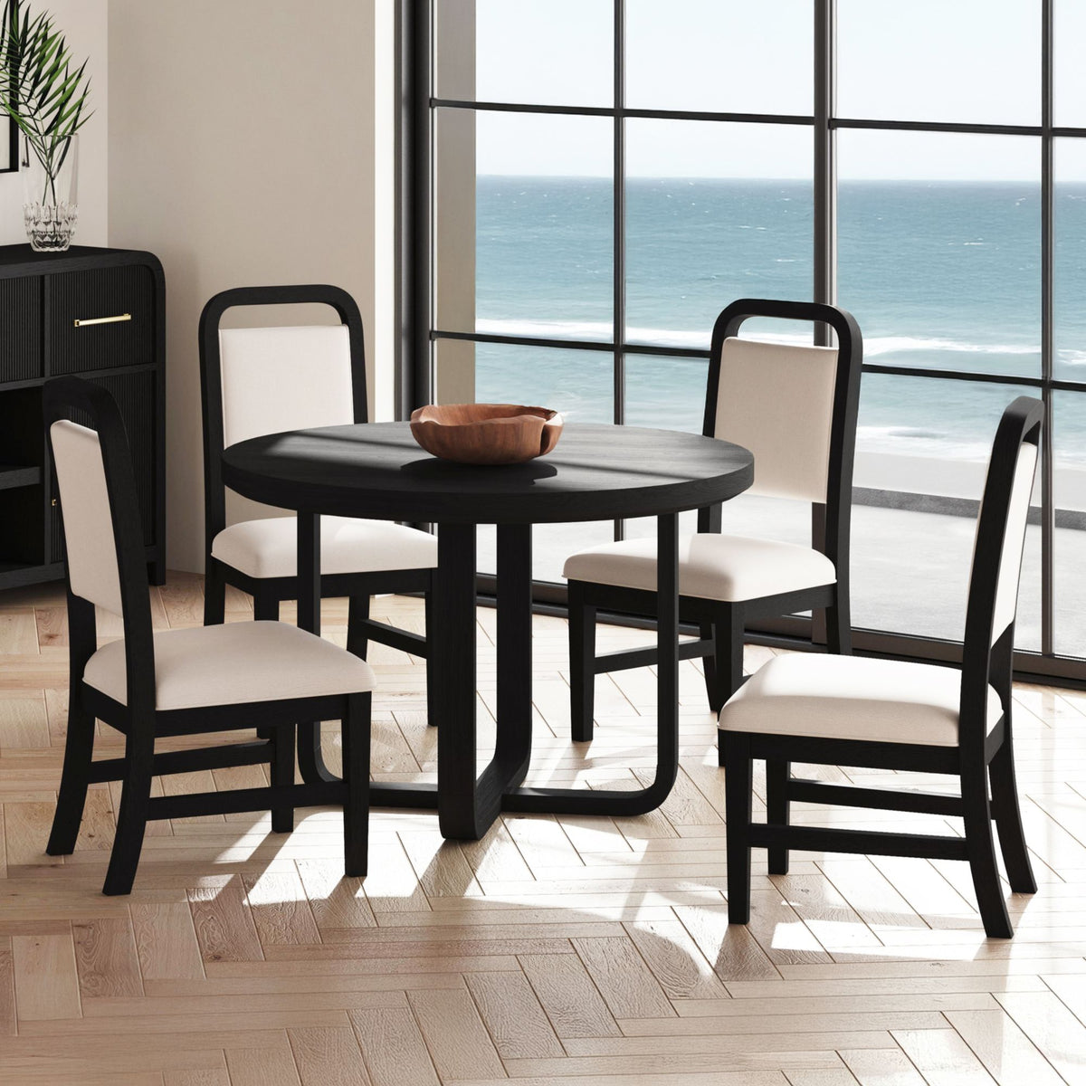 Ridgemont Round Dining Table in Black with Grain - Jack’s Furniture and More (Laredo, TX)