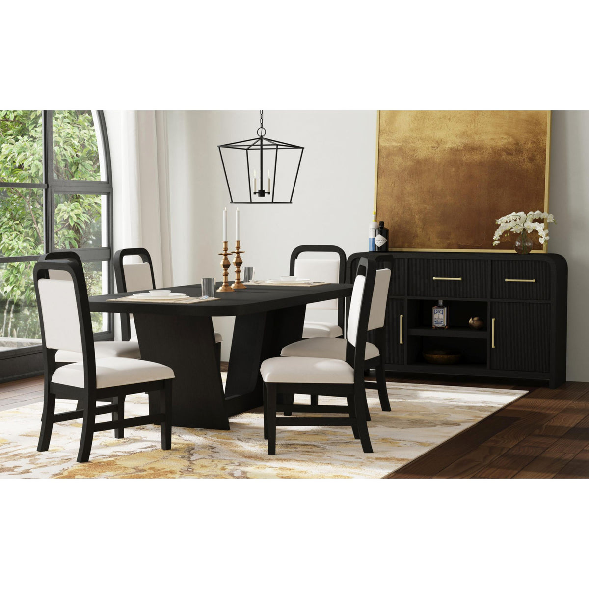 Ridgemont Dining Side Chair with White Fabric in Black with Grain (2 Per Carton) - Jack’s Furniture and More (Laredo, TX)