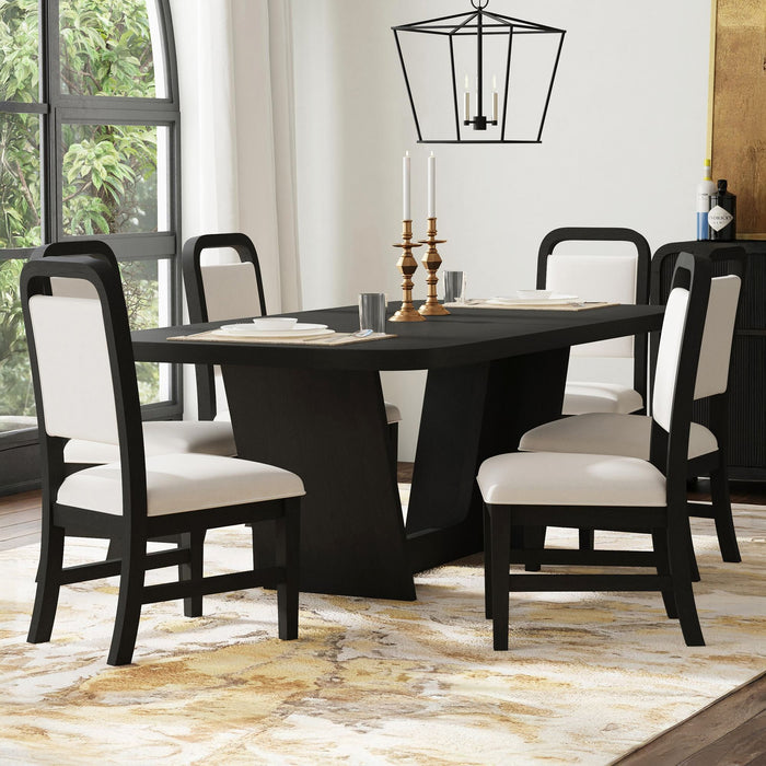 Ridgemont Standard Height Dining Set in Black with Grain-Table and Four Grey Fabric Chairs - Jack’s Furniture and More (Laredo, TX)