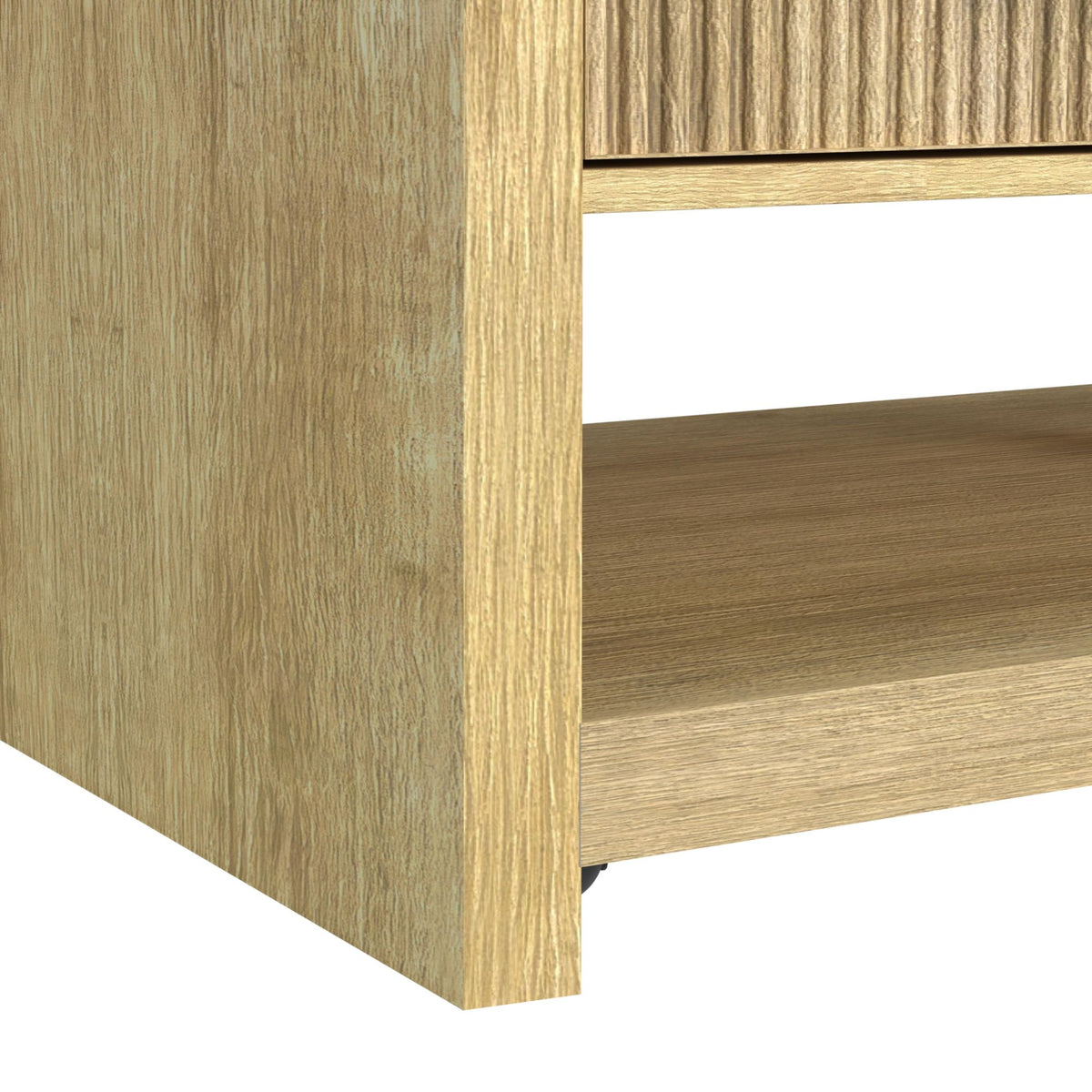 Ridgemont Coffee Table with Casters/Push Through Drawer in Natural - Jack’s Furniture and More (Laredo, TX)