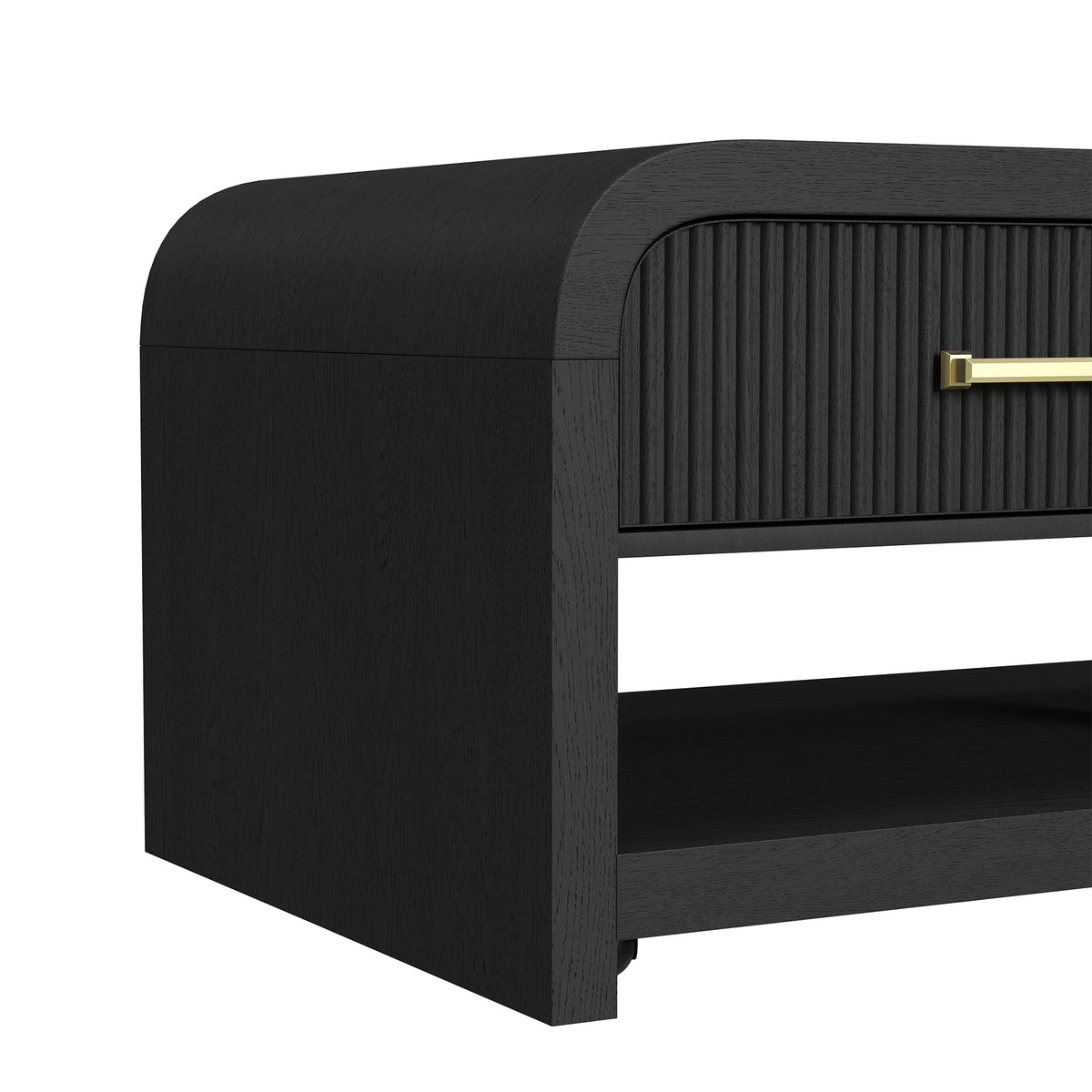 Ridgemont Coffee Table with Casters/Push Through Drawer in Black with Grain - Jack’s Furniture and More (Laredo, TX)