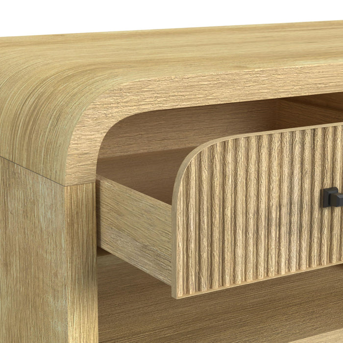 Ridgemont Coffee Table with Casters/Push Through Drawer in Natural - Jack’s Furniture and More (Laredo, TX)