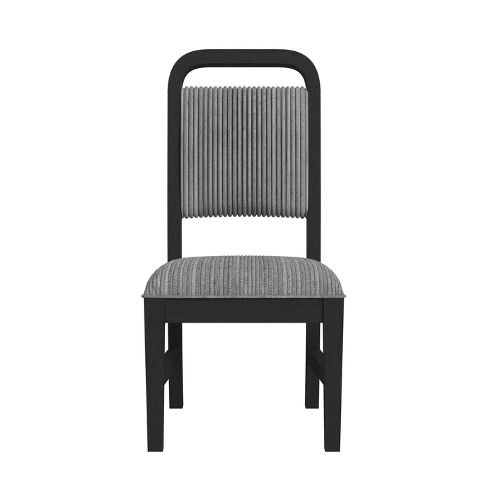 Ridgemont Dining Side Chair with Grey Fabric in Black with Grain (2 Per Carton) - Jack’s Furniture and More (Laredo, TX)