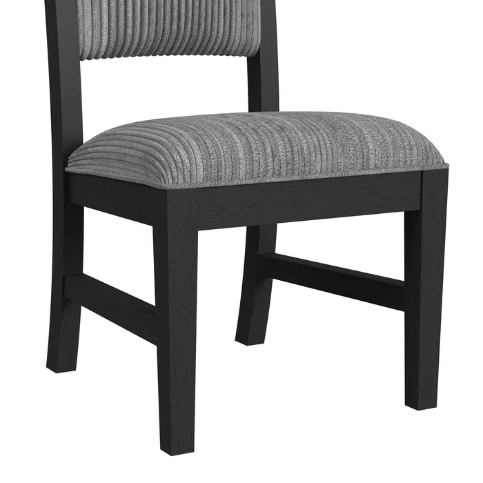 Ridgemont Dining Side Chair with Grey Fabric in Black with Grain (2 Per Carton) - Jack’s Furniture and More (Laredo, TX)