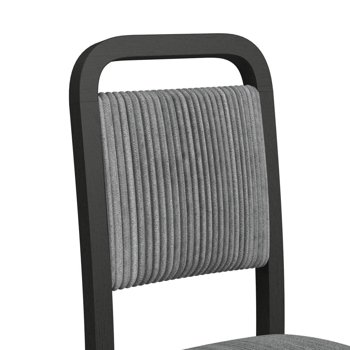 Ridgemont Standard Height Dining Set in Black with Grain-Table and Four Grey Fabric Chairs