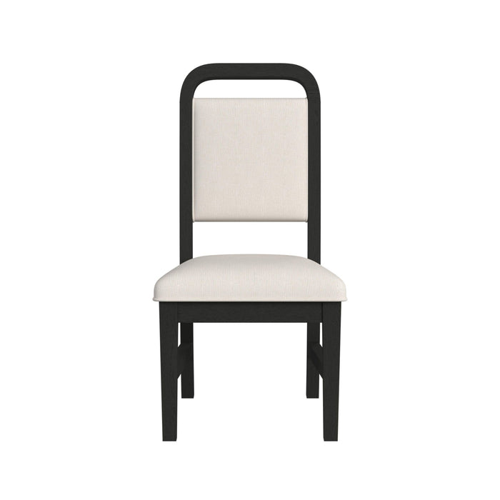 Ridgemont Dining Side Chair with White Fabric in Black with Grain (2 Per Carton) - Jack’s Furniture and More (Laredo, TX)
