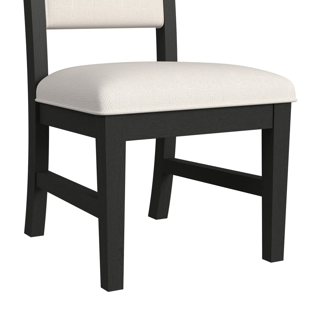 Ridgemont Dining Side Chair with White Fabric in Black with Grain (2 Per Carton) - Jack’s Furniture and More (Laredo, TX)