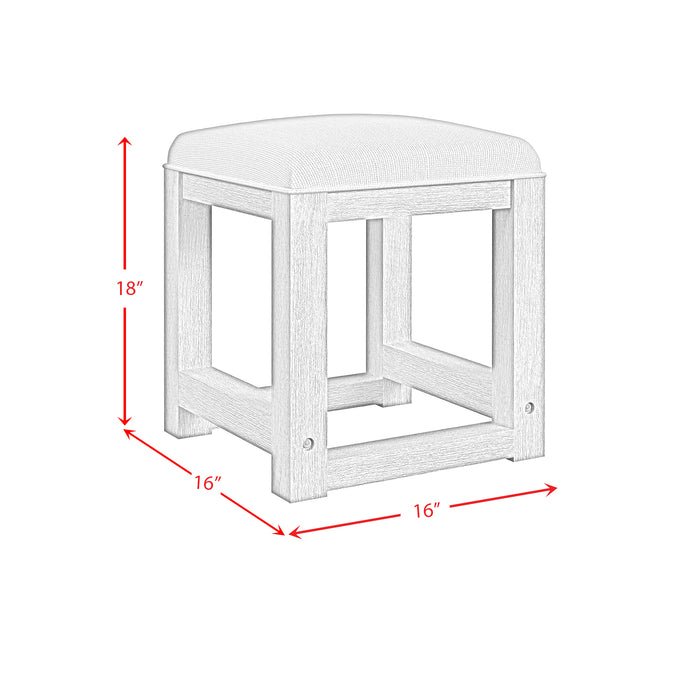 Ridgemont Dressing Stool with White Fabric in Natural - Jack’s Furniture and More (Laredo, TX)