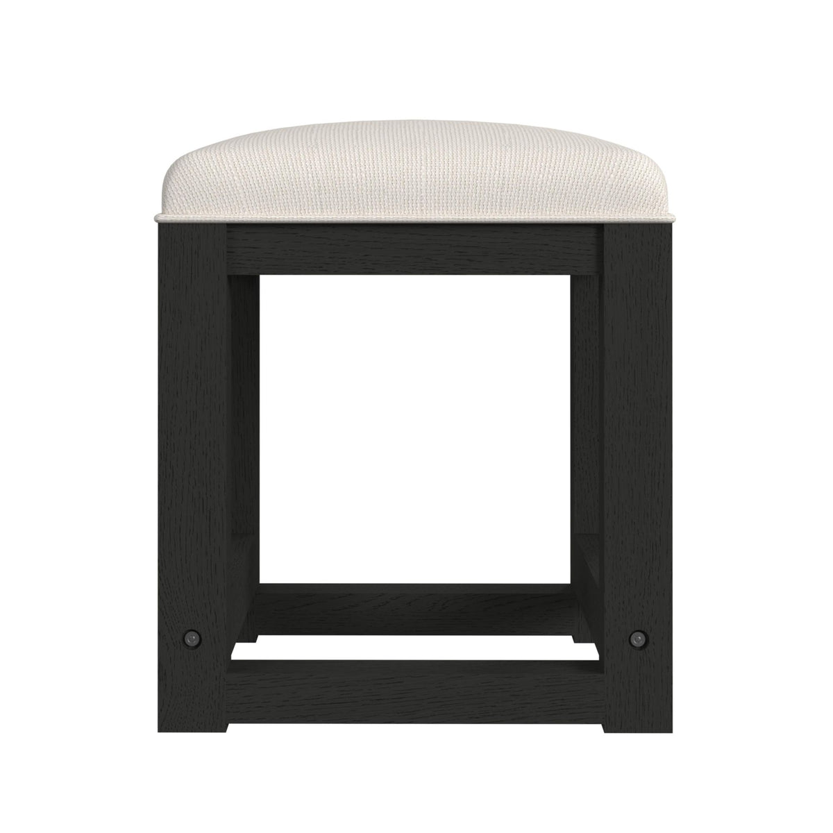 Ridgemont Dressing Stool with White Fabric in Black with Grain