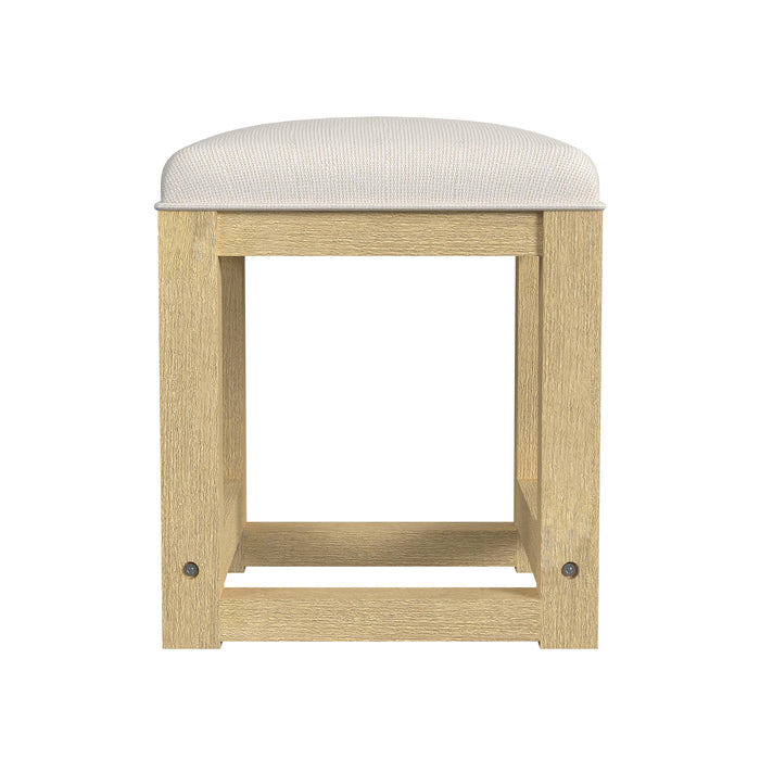 Ridgemont Dressing Stool with White Fabric in Natural - Jack’s Furniture and More (Laredo, TX)