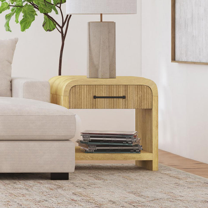 Ridgemont End Table with USB in Natural - Jack’s Furniture and More (Laredo, TX)