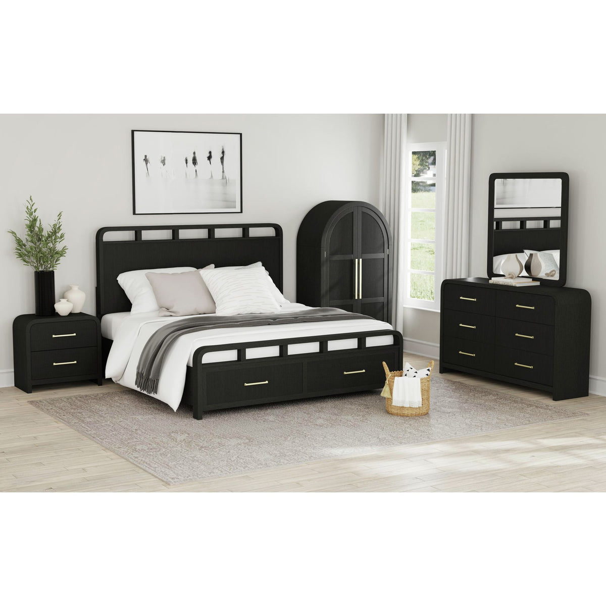 Ridgemont Dresser and Mirror Set in Black with Grain - Jack’s Furniture and More (Laredo, TX)