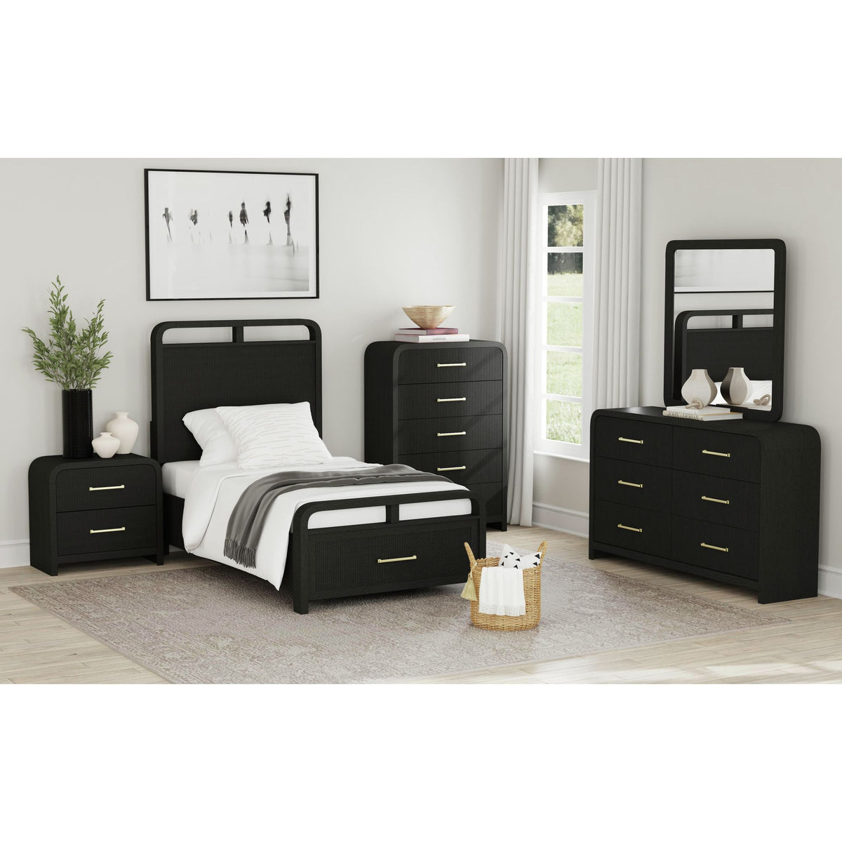Ridgemont Storage Bedroom Set in Black with Grain - Jack’s Furniture and More (Laredo, TX)