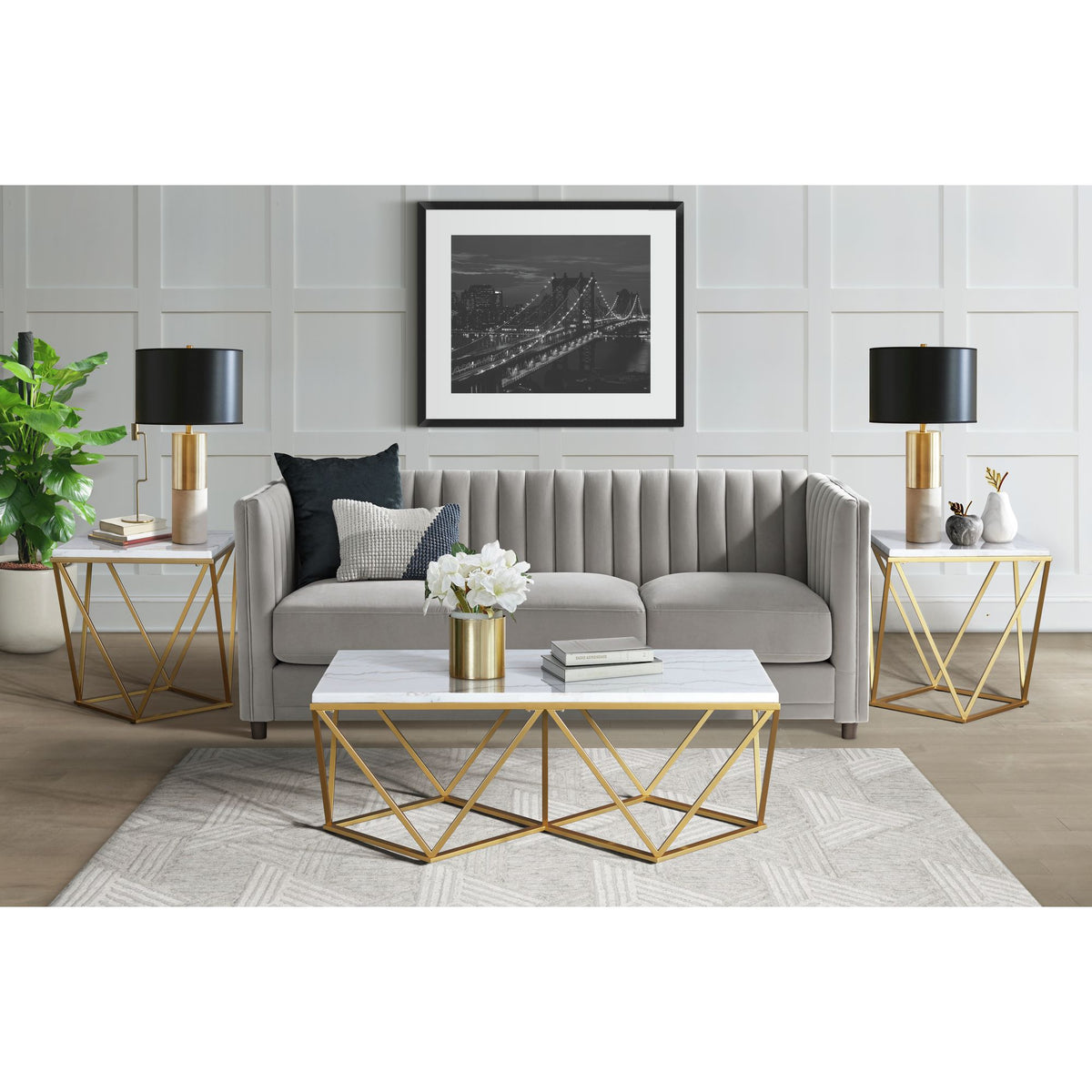 Riko Rectangular Coffee Table W/Gold Metal Leg - Jack’s Furniture and More (Laredo, TX)