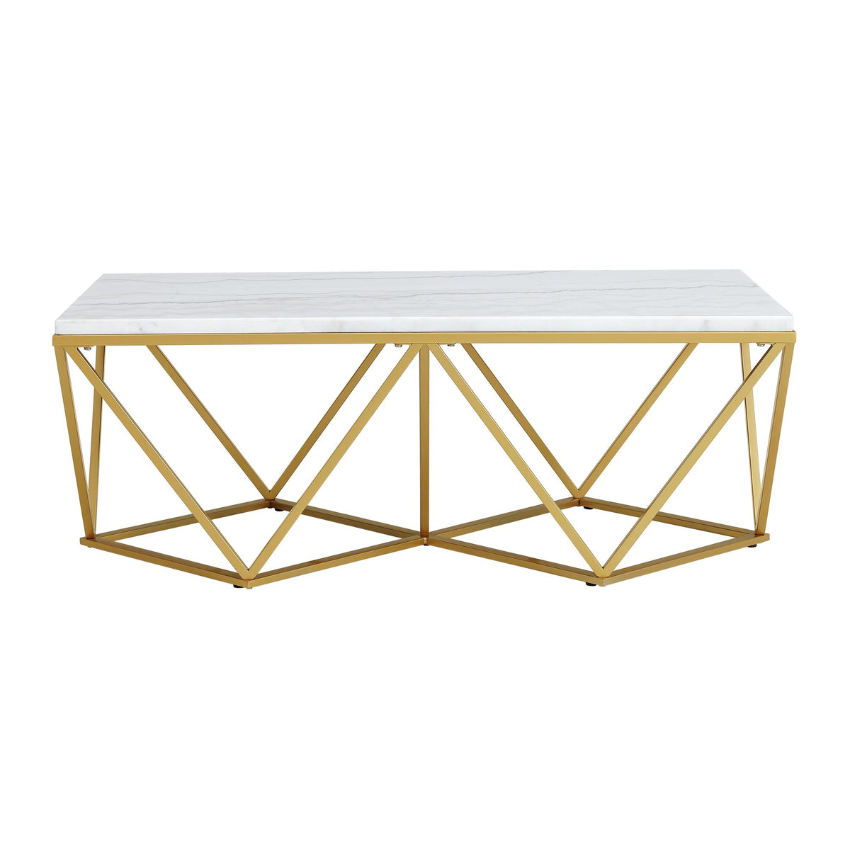 Riko Rectangular Coffee Table W/Gold Metal Leg - Jack’s Furniture and More (Laredo, TX)