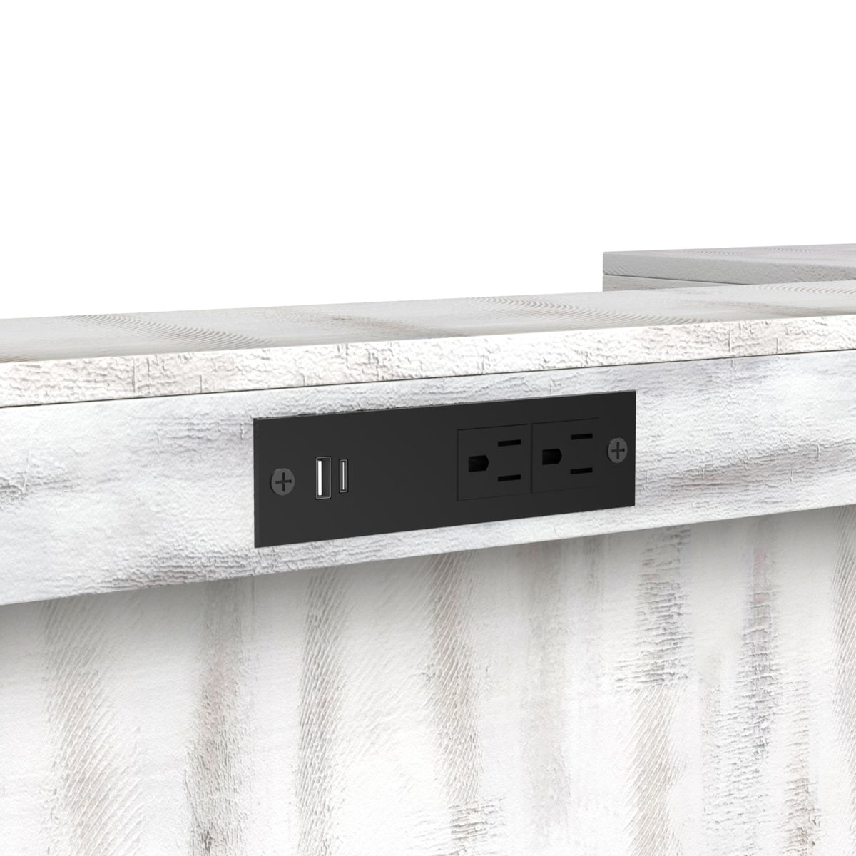 Rogen Rustic Bar Table with Ice Tray, USB and Power in Rustic White