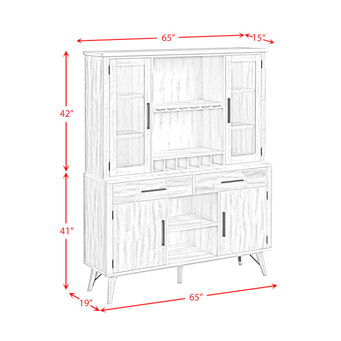 Rogen Rustic Buffet & Hutch with LED in Rustic White - Jack’s Furniture and More (Laredo, TX)