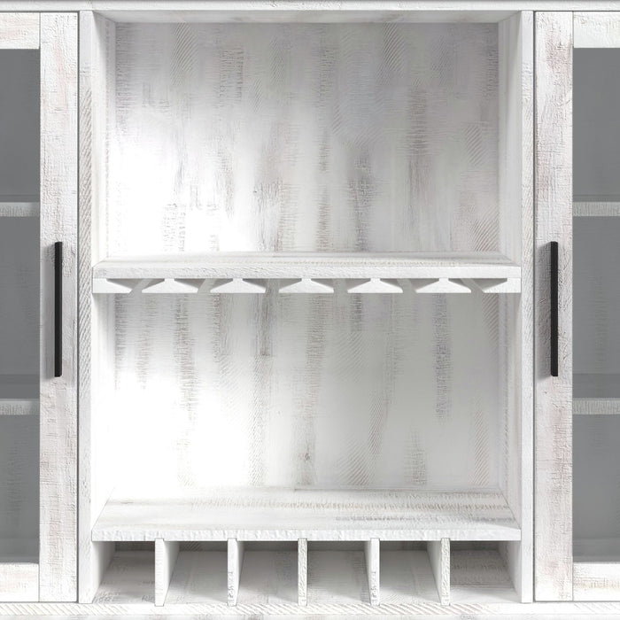 Rogen Rustic Buffet & Hutch with LED in Rustic White - Jack’s Furniture and More (Laredo, TX)