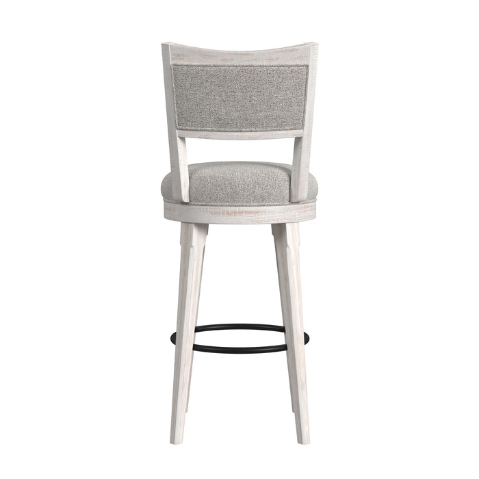 Rogen Rustic Swivel Bar Stool with Grey Fabric in Rustic White (2 Per Carton) - Jack’s Furniture and More (Laredo, TX)