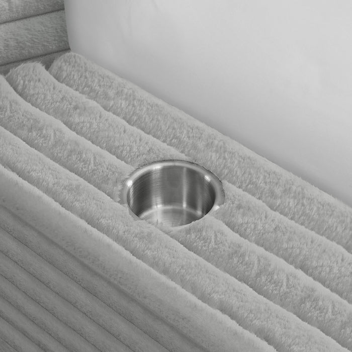 Rosebery UPH Bed with 2 Pillows in Light Grey Corduroy - Jack’s Furniture and More (Laredo, TX)