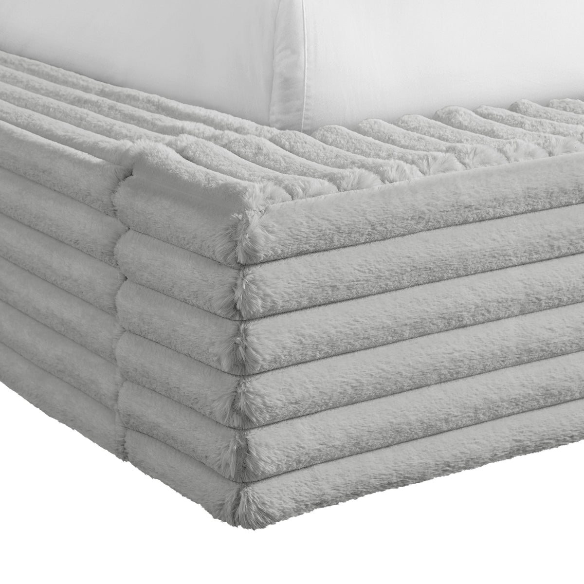 Rosebery UPH Bed with 2 Pillows in Light Grey Corduroy - Jack’s Furniture and More (Laredo, TX)