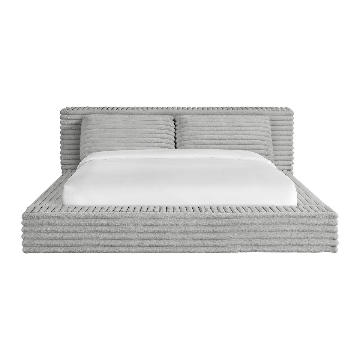 Rosebery UPH Bed with 2 Pillows in Light Grey Corduroy - Jack’s Furniture and More (Laredo, TX)