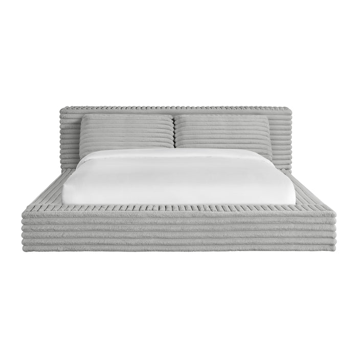 Rosebery UPH Bed with 2 Pillows in Light Grey Corduroy - Jack’s Furniture and More (Laredo, TX)