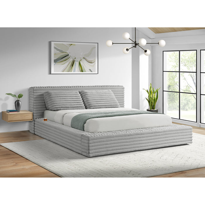 Rosebery UPH Bed with 2 Pillows in Light Grey Corduroy - Jack’s Furniture and More (Laredo, TX)