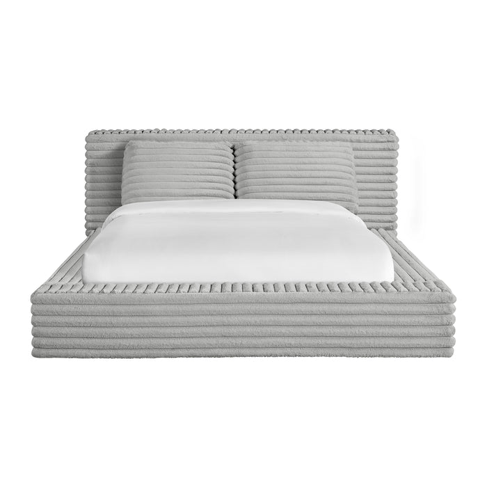 Rosebery UPH Bed with 2 Pillows in Light Grey Corduroy - Jack’s Furniture and More (Laredo, TX)