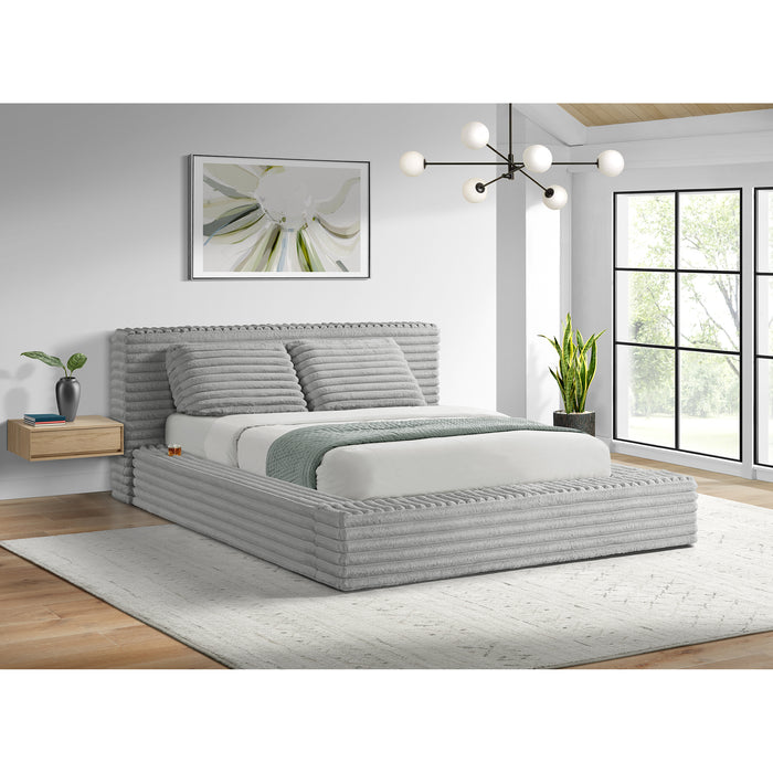 Rosebery UPH Bed with 2 Pillows in Light Grey Corduroy - Jack’s Furniture and More (Laredo, TX)