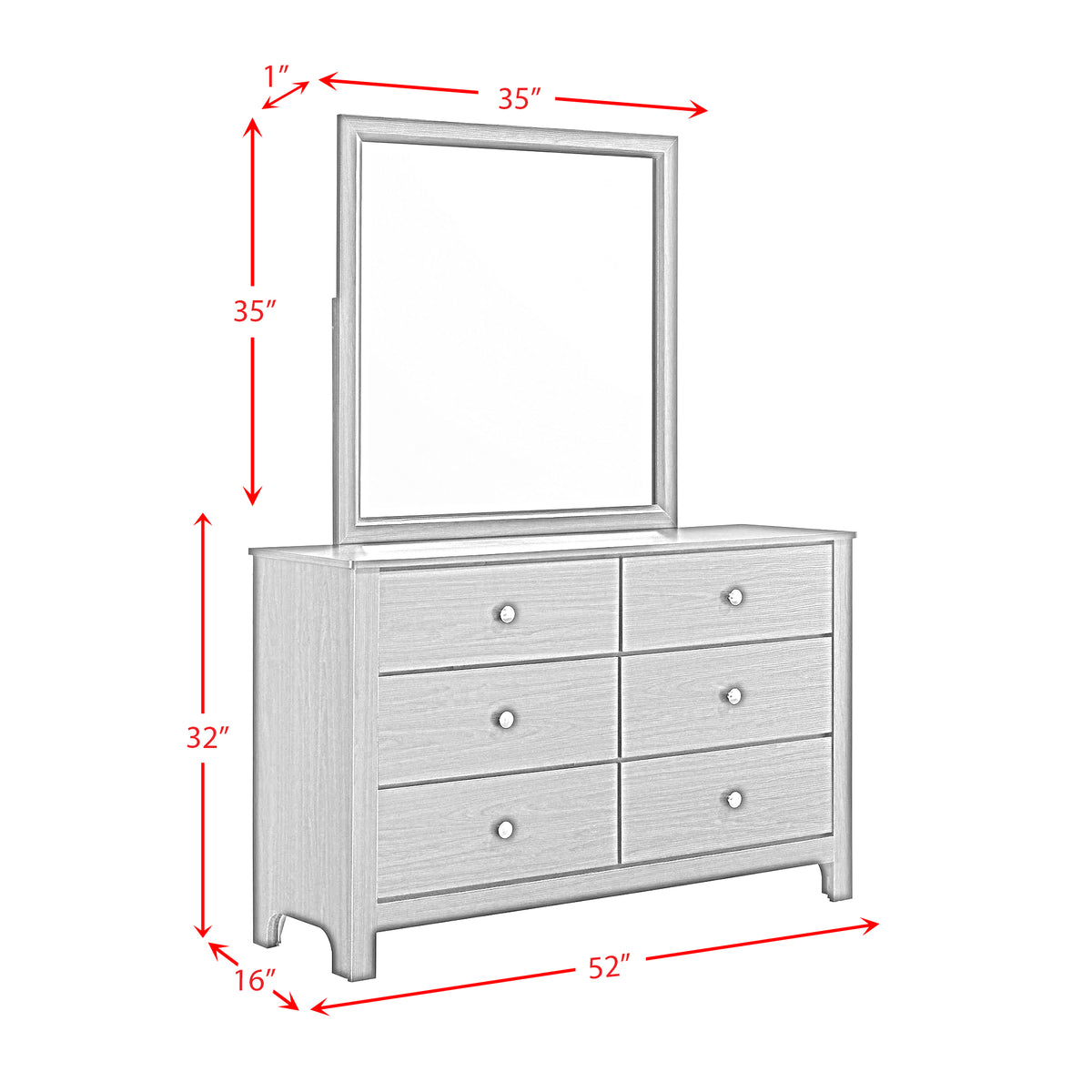 Sami Youth Dresser and Mirror Set