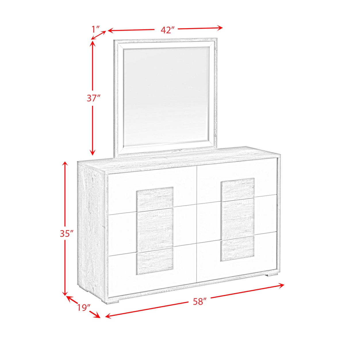 San Matteo Dresser and Mirror Set in Dual Tone - Jack’s Furniture and More (Laredo, TX)