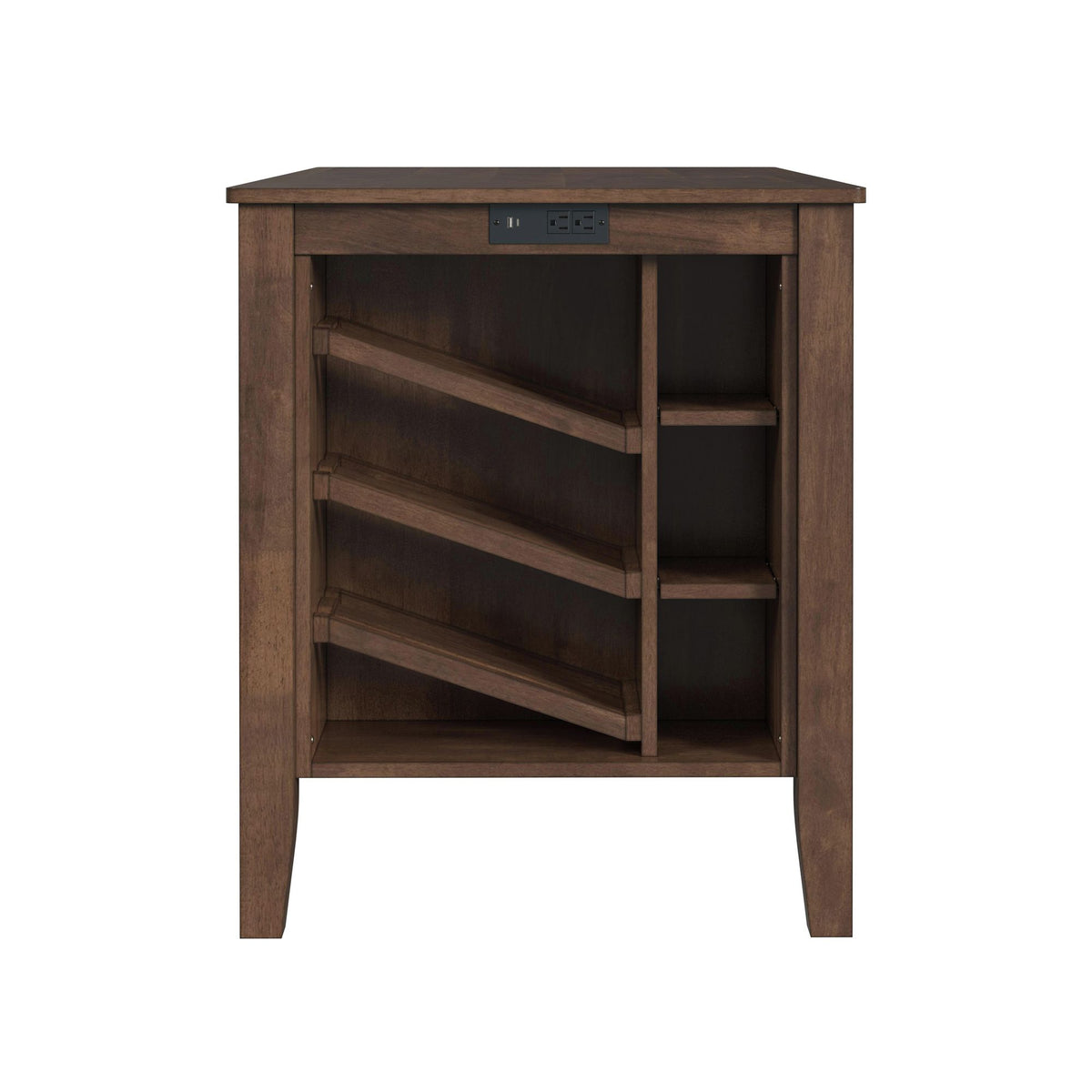 Santa Barbara Kitchen Island & 2 Counter Stools with Dark Grey Fabric in Walnut - Jack’s Furniture and More (Laredo, TX)