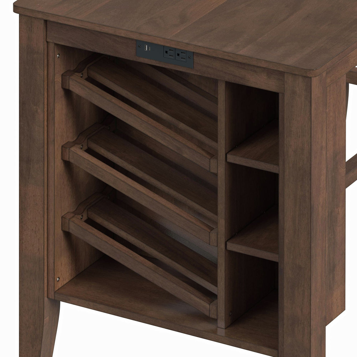 Santa Barbara Kitchen Island & 2 Counter Stools with Dark Grey Fabric in Walnut - Jack’s Furniture and More (Laredo, TX)