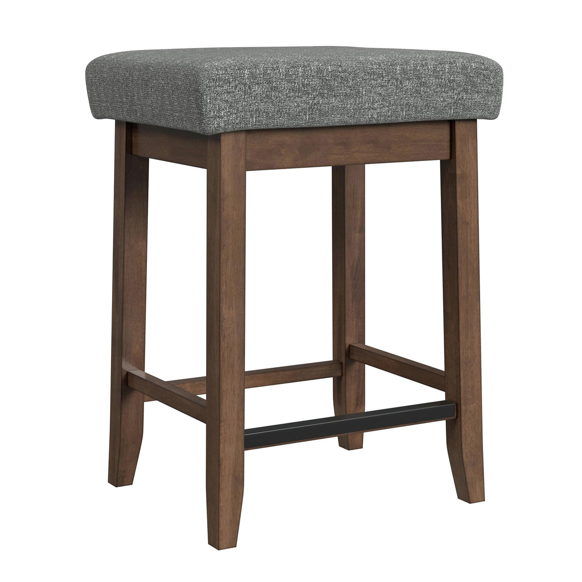 Santa Barbara Kitchen Island & 2 Counter Stools with Dark Grey Fabric in Walnut - Jack’s Furniture and More (Laredo, TX)