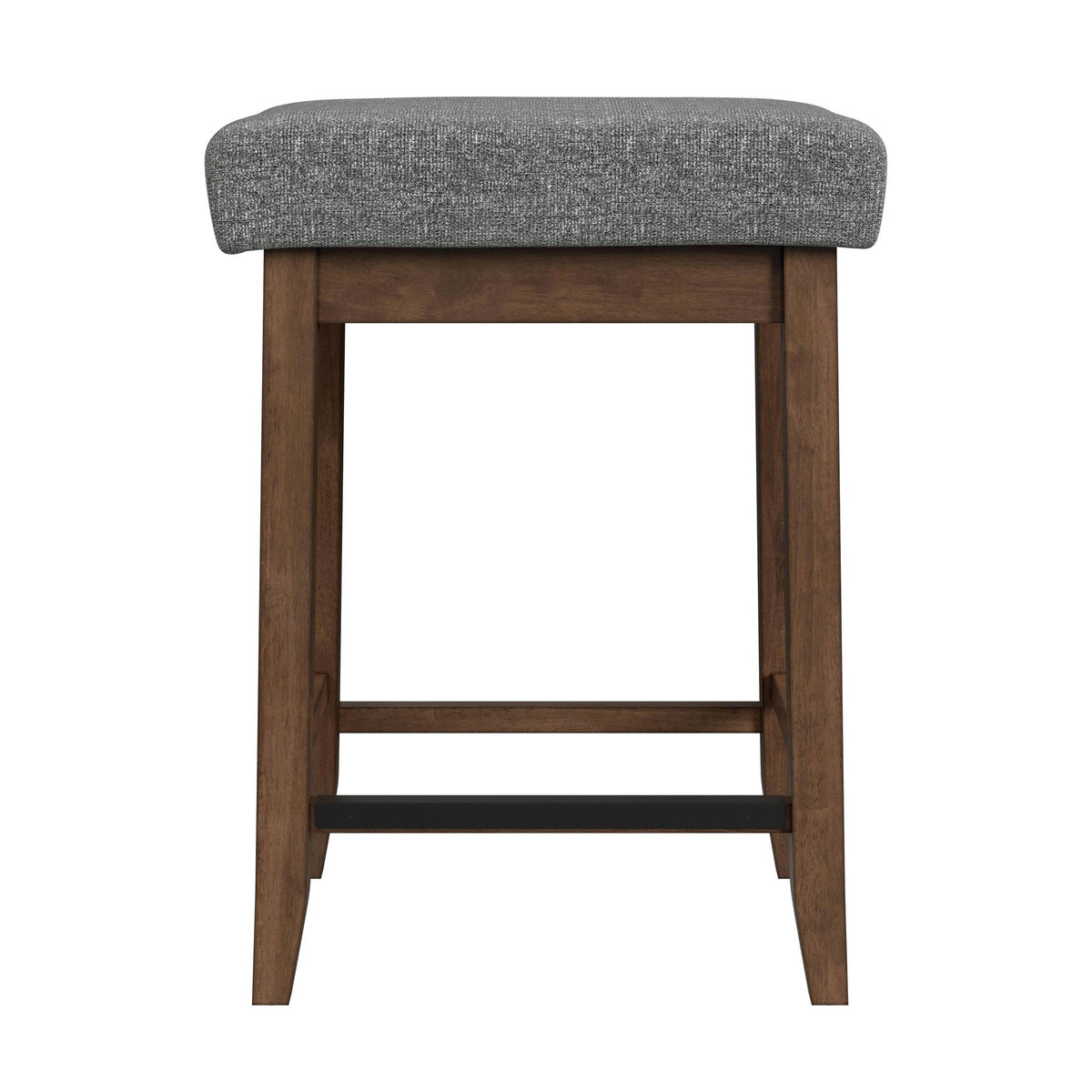 Santa Barbara Kitchen Island & 2 Counter Stools with Dark Grey Fabric in Walnut - Jack’s Furniture and More (Laredo, TX)