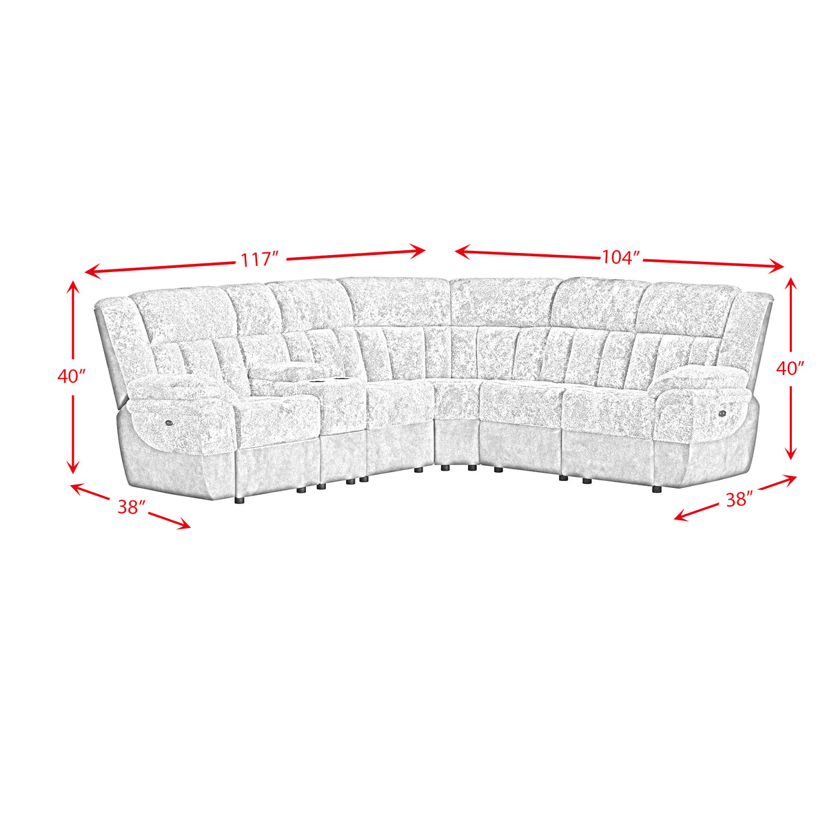 Santorini 6PC Motion Sectional Set in Dillon/Shire Grey