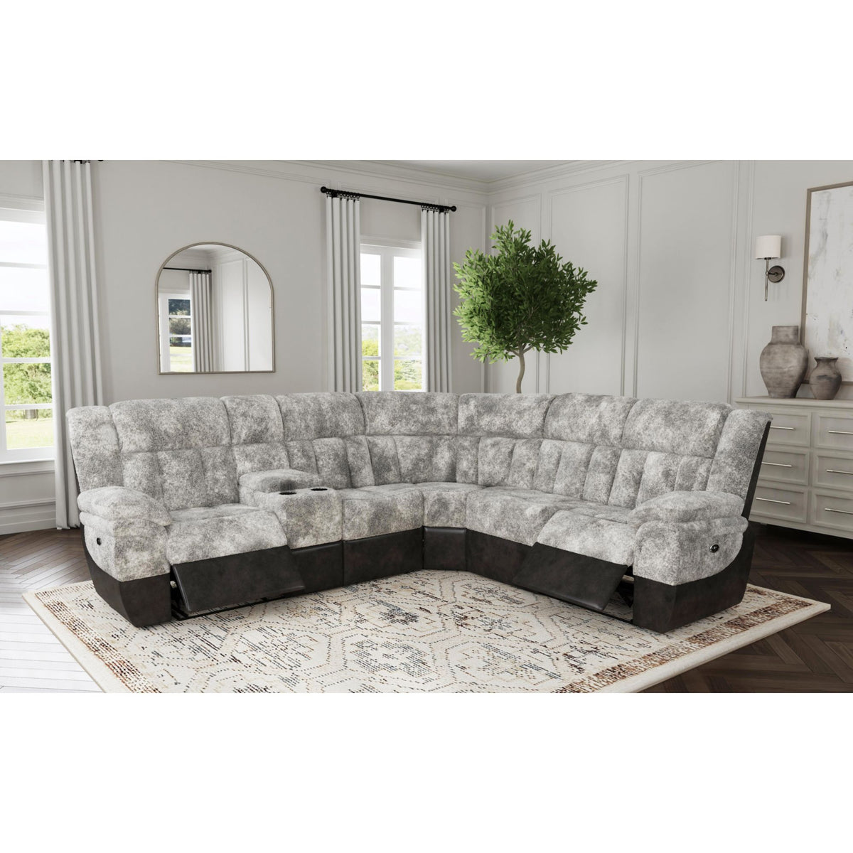 Santorini RHF Power Motion Recliner in Dillon/Shire Grey - Jack’s Furniture and More (Laredo, TX)