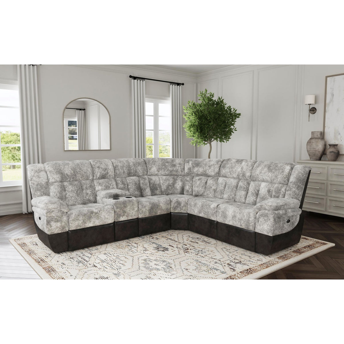 Santorini RHF Power Motion Recliner in Dillon/Shire Grey - Jack’s Furniture and More (Laredo, TX)
