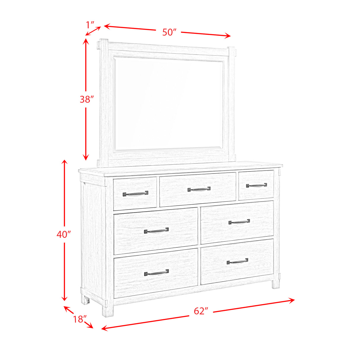 Scott Dresser & Mirror Set White Finish - Jack’s Furniture and More (Laredo, TX)