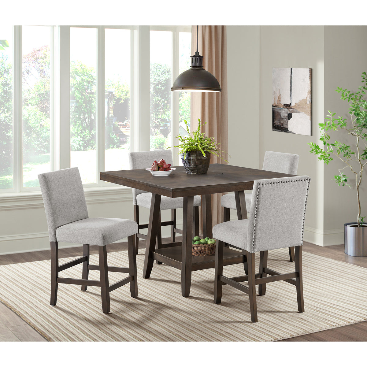 Seneca Counter Side Chair with Grey Fabric in Brown (2 Per Carton) - Jack’s Furniture and More (Laredo, TX)