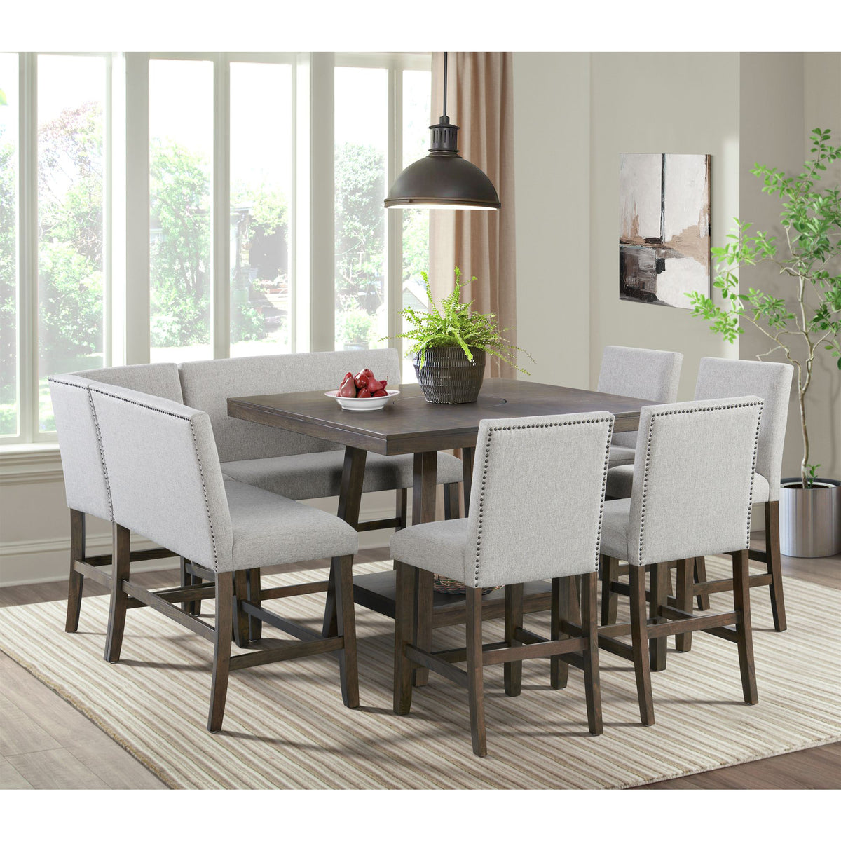 Seneca Square Counter Table with Lazy Susan in Brown - Jack’s Furniture and More (Laredo, TX)